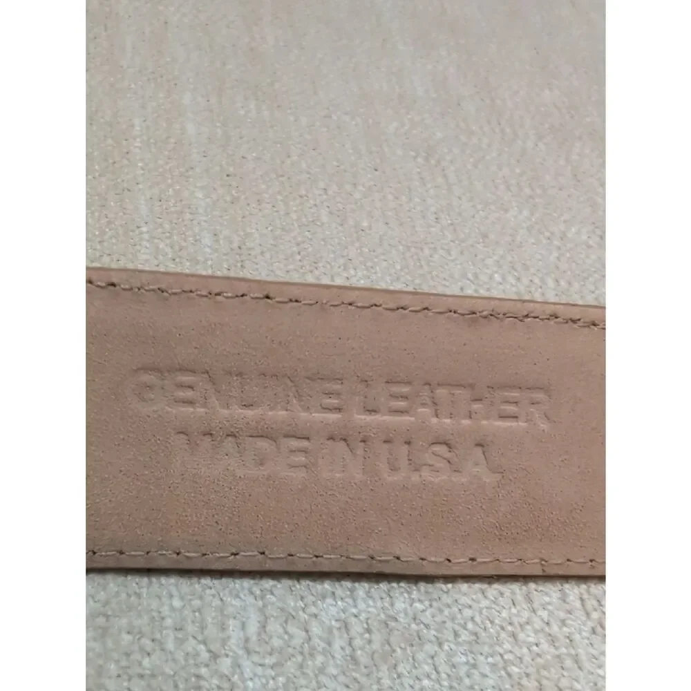 Carlisle Tan Croc Embossed Leather Belt with Bronze Metal Loops & Buckle Size L